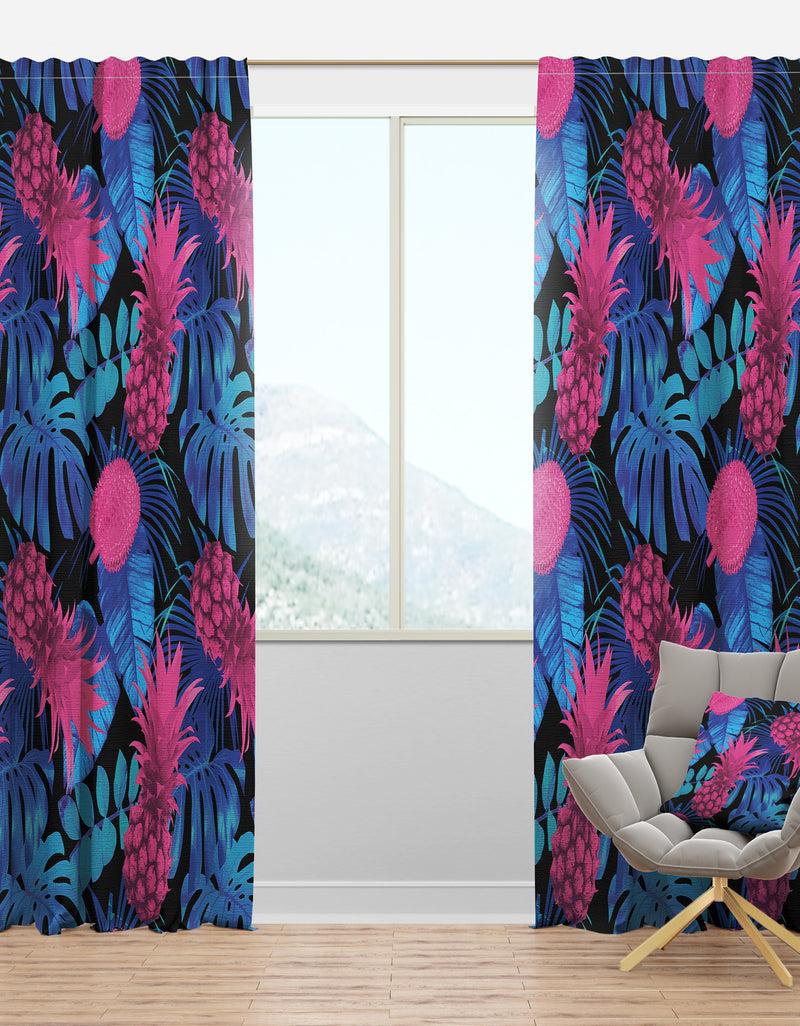 designq Tropical Fruits & Palm Leaves - Tropical Curtain Panels