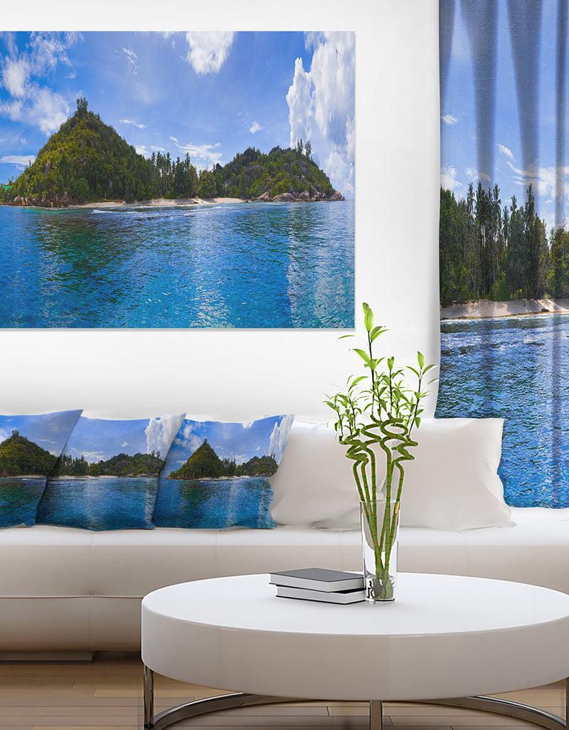designq Tropical Island at Seychelles Panorama - Modern Seascape Canvas Artwork