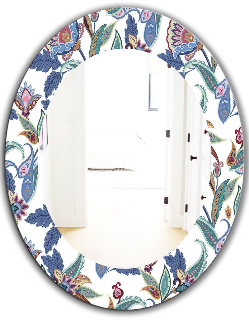 Designq Tropical Mood Blue 1 - Bohemian And Eclectic Mirror - Oval Or Round Wall Mirror
