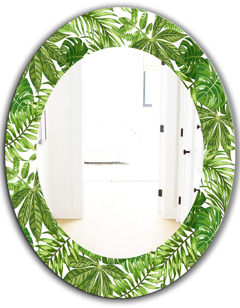 Designq Tropical Mood Foliage 19 - Bohemian And Eclectic Mirror - Oval Or Round Wall Mirror