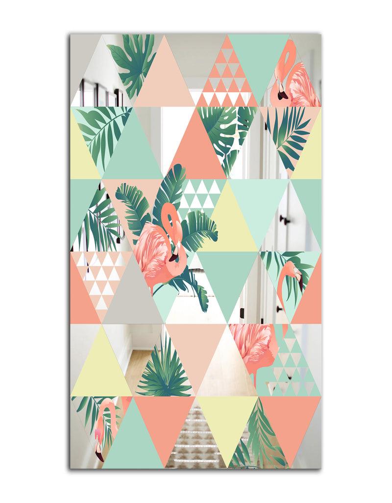 Designq Tropical Mood Pink 2 - Mid-Century Mirror - Tropical Wall Mirror