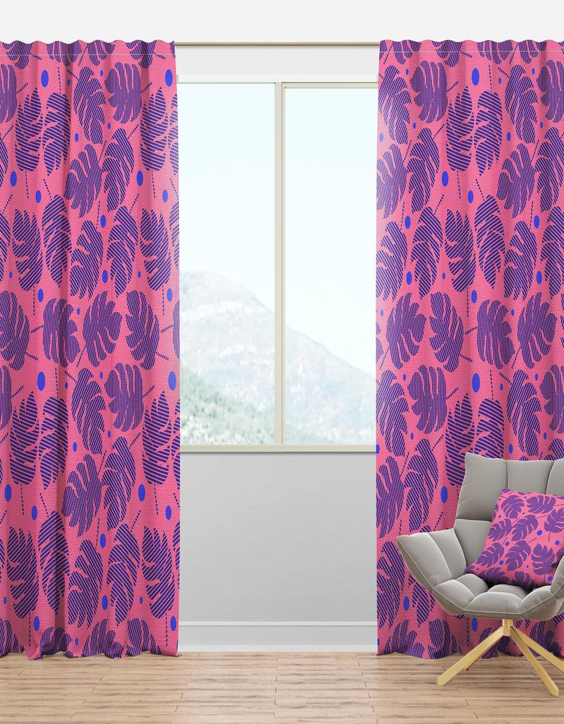 designq Tropical Palm Leaves IV - Mid-Century Modern Curtain Panels
