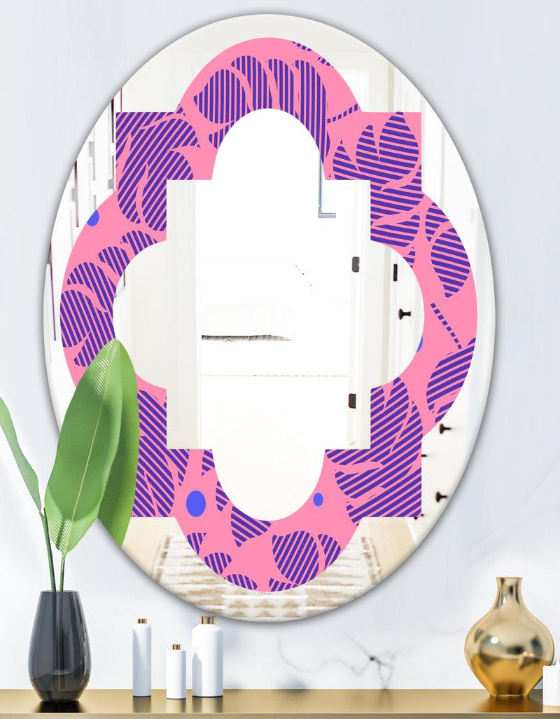 Designq Tropical Palm Leaves IV - Modern Round Or Oval Wall Mirror - Quatrefoil