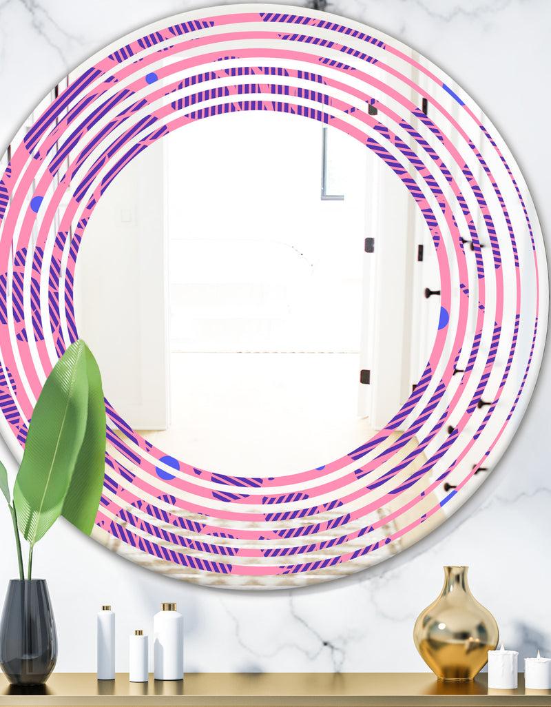 designq Tropical Palm Leaves IV - Modern Round or Oval Wall Mirror - Wave