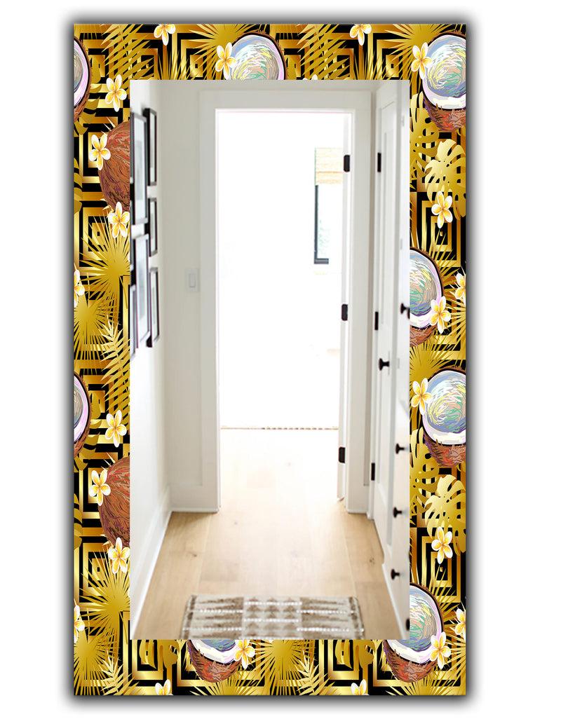 Designq Tropical Pattern With Coconuts And Flowers - Bohemian And Eclectic Mirror - Wall Mirror