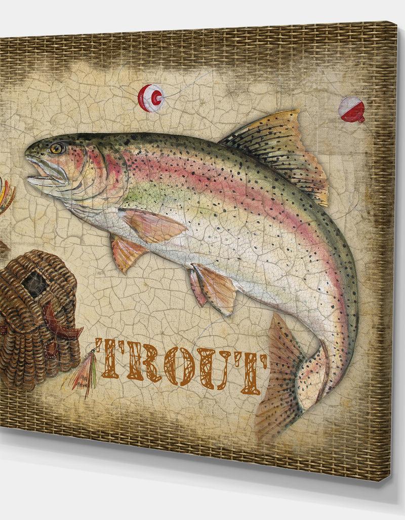Designq Trout Lakehouse Sketch - Nautical & Coastal Gallery-wrapped Canvas