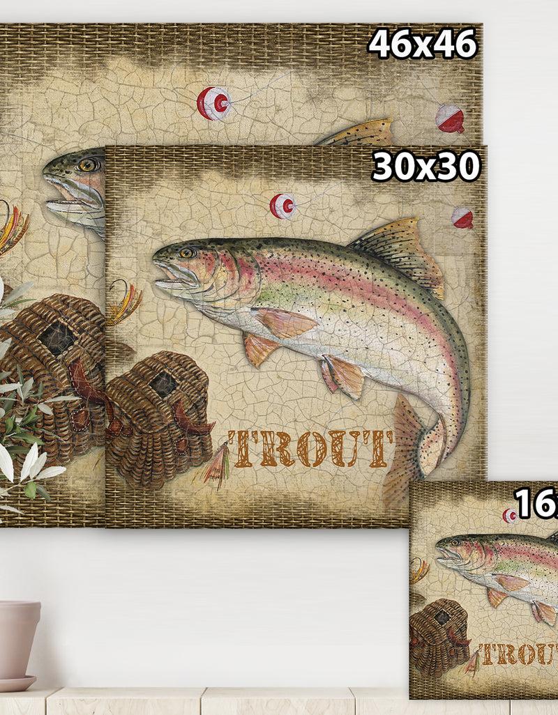 Designq Trout Lakehouse Sketch - Nautical & Coastal Gallery-wrapped Canvas