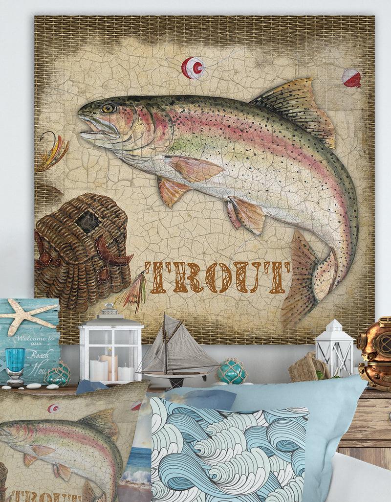 designq Trout Lakehouse Sketch - Nautical & Coastal Gallery-wrapped Canvas
