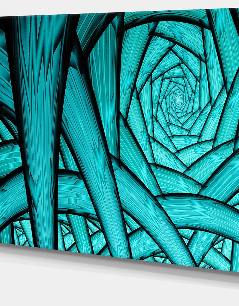 Designq Turquoise Fractal Endless Tunnel - Large Glossy Canvas Art Print