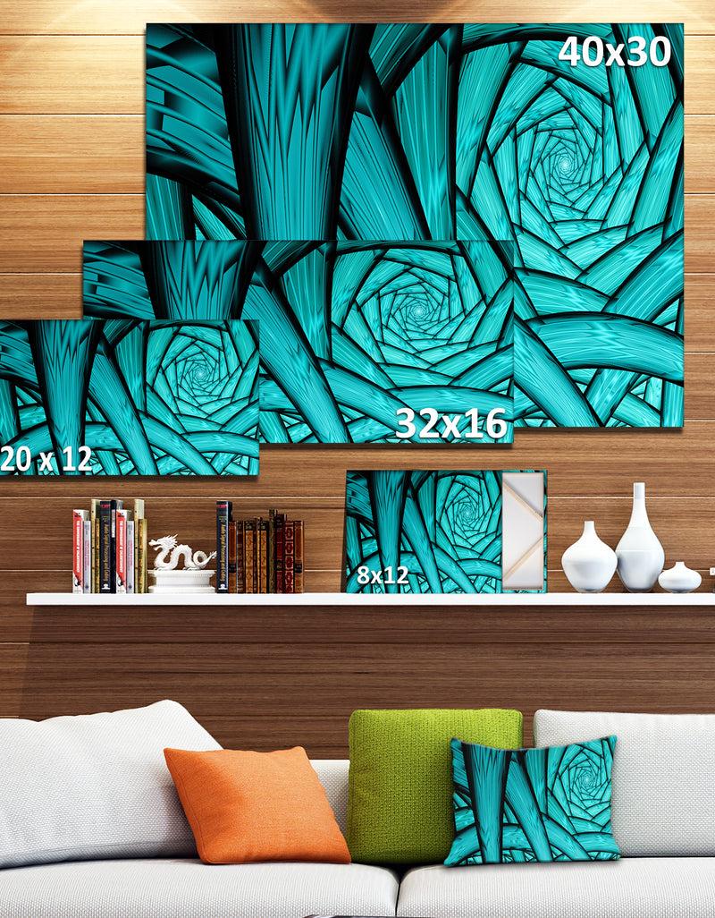Designq Turquoise Fractal Endless Tunnel - Large Glossy Canvas Art Print