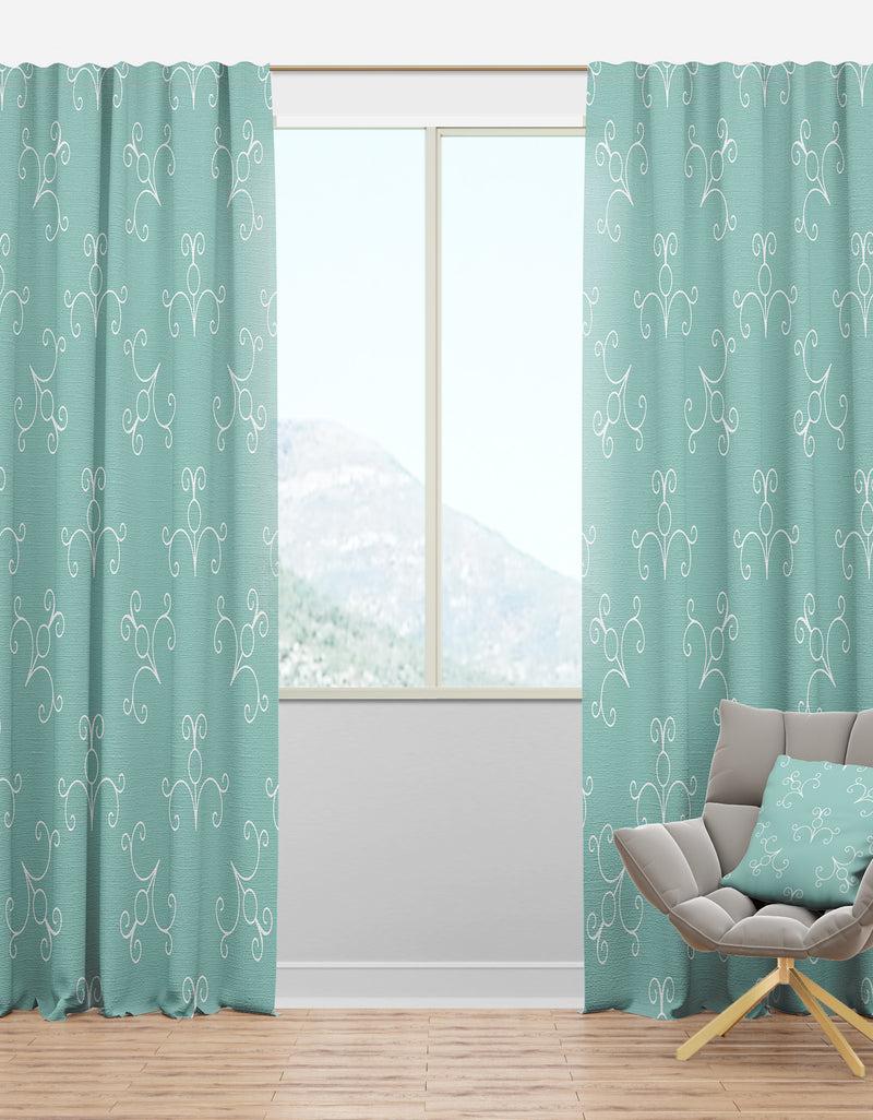 designq Turquoise Minimal Ornament - Mid-Century Modern Curtain Panels