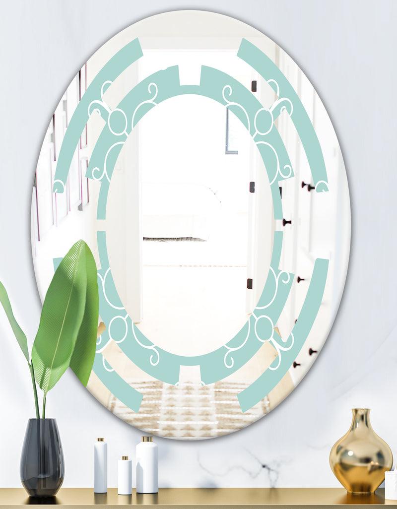 Designq Turquoise Minimal Ornament - Modern Round Or Oval Wall Mirror - Space
