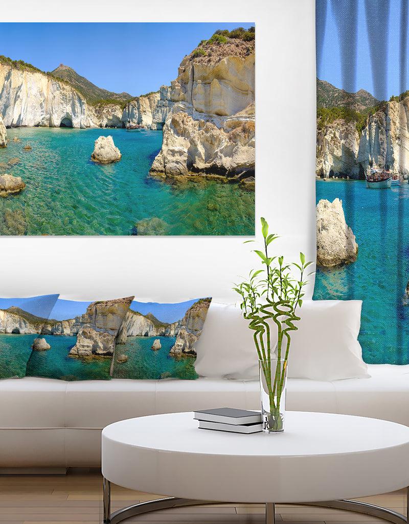 designq Turquoise Water Beach Panorama - Extra Large Seashore Canvas Art