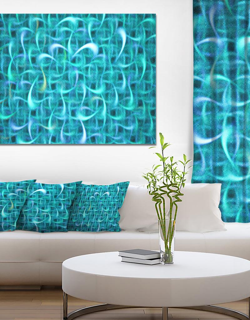 designq Turquoise Watercolor Fractal Pattern'Large Abstract Canvas Art Print