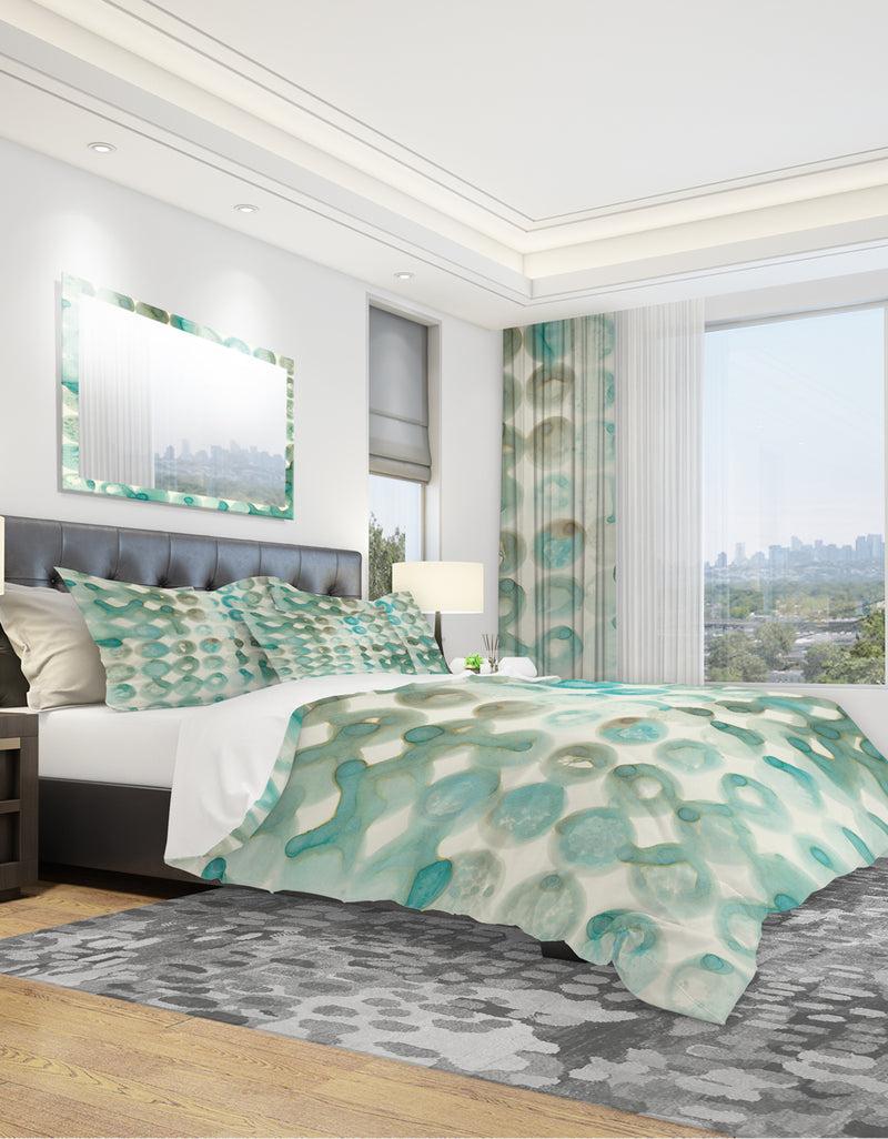 Designq Turquoise Watercolor Geometrical I - Geometric Duvet Cover Set