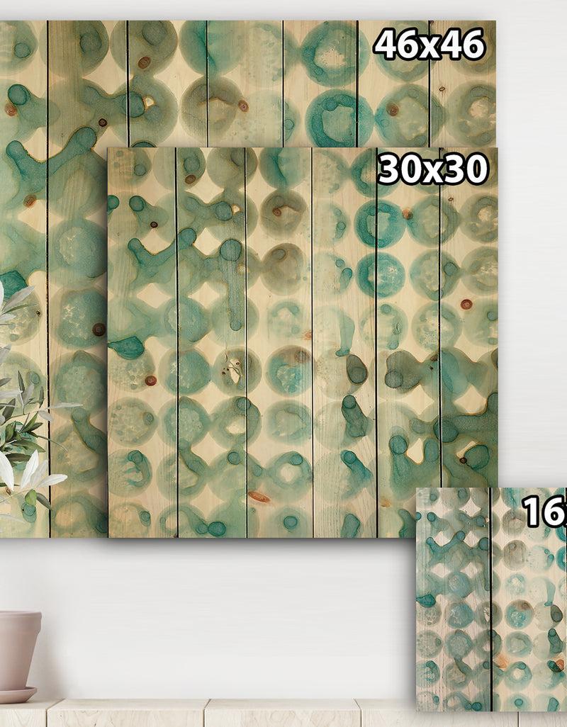 Designq Turquoise Watercolor Geometrical I - Modern & Transitional Print On Natural Pine Wood