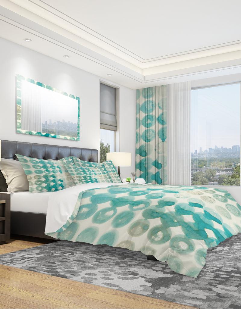 Designq Turquoise Watercolor Geometrical II - Geometric Duvet Cover Set