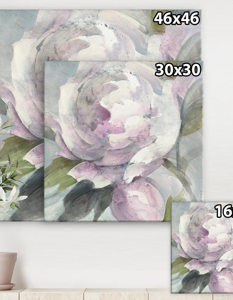 Designq Twilight Peony - Shabby Chic Gallery-wrapped Canvas