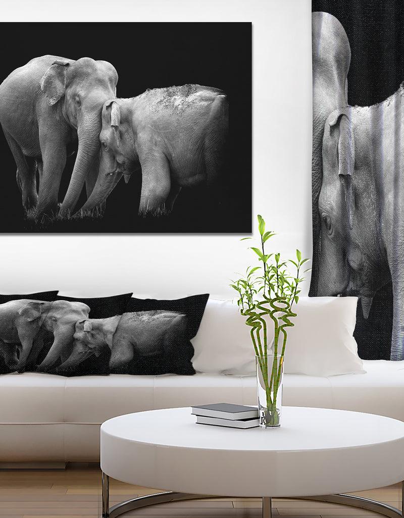 designq Two Elephant in the Dark - Africa Animals Photography on Wrapped Canvas