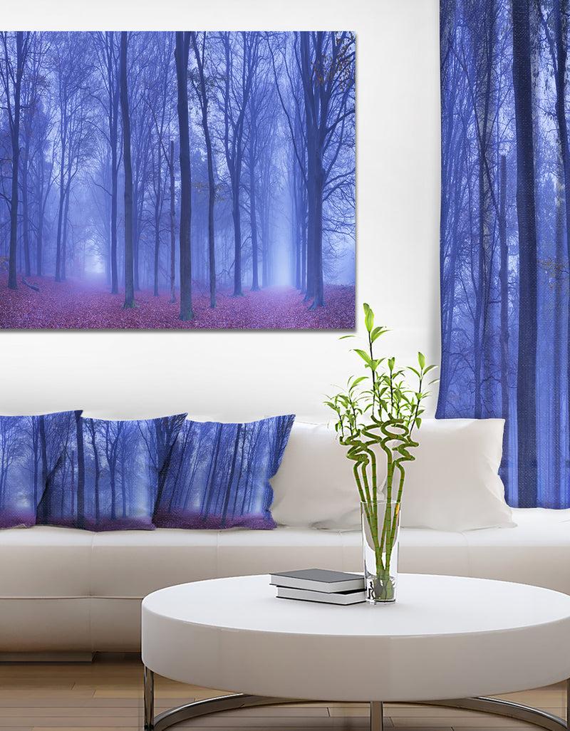 designq Two Paths in Foggy Blue Forest - Landscape Large Canvas Art Print
