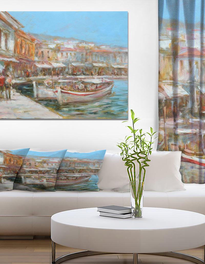 designq Two Vintage Fishing Boat - Sea & Shore Painting Print on Wrapped Canvas