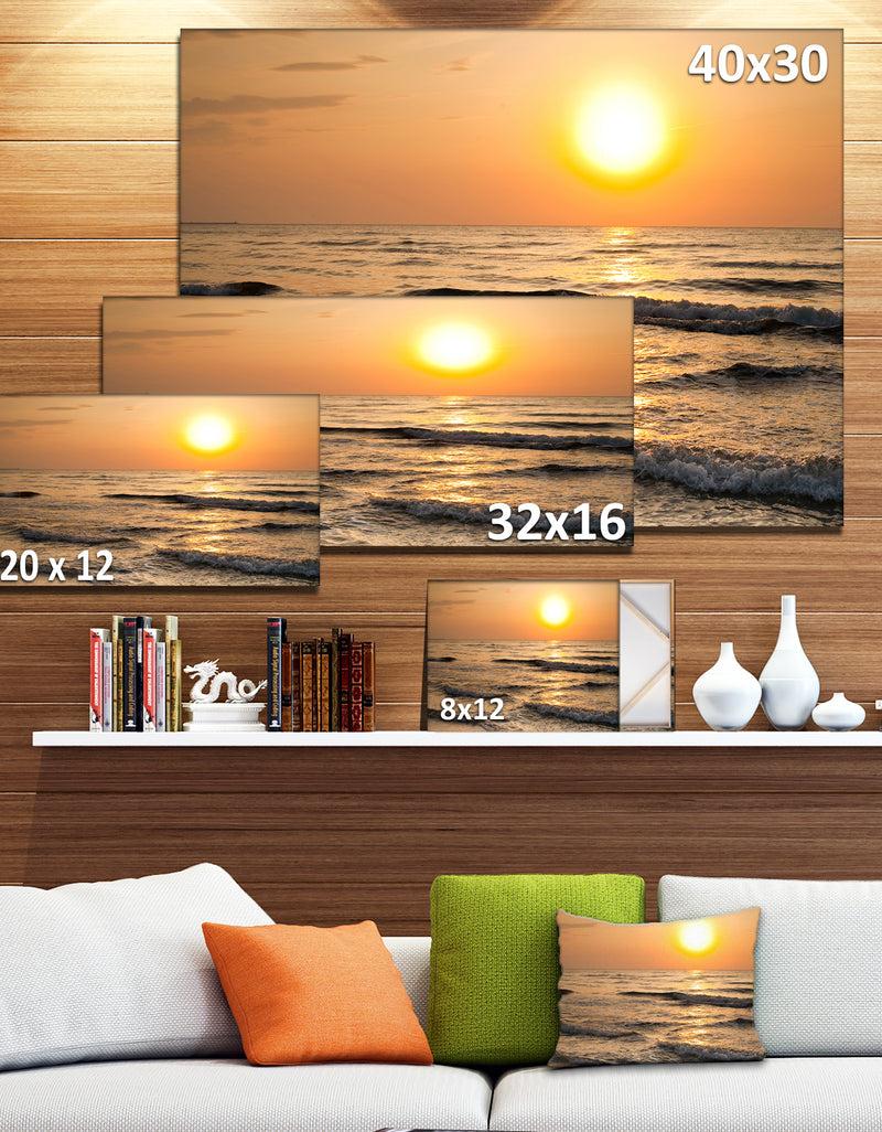 Designq Typical Sunrise With Tranquil Waves - Seashore Canvas Wall Art