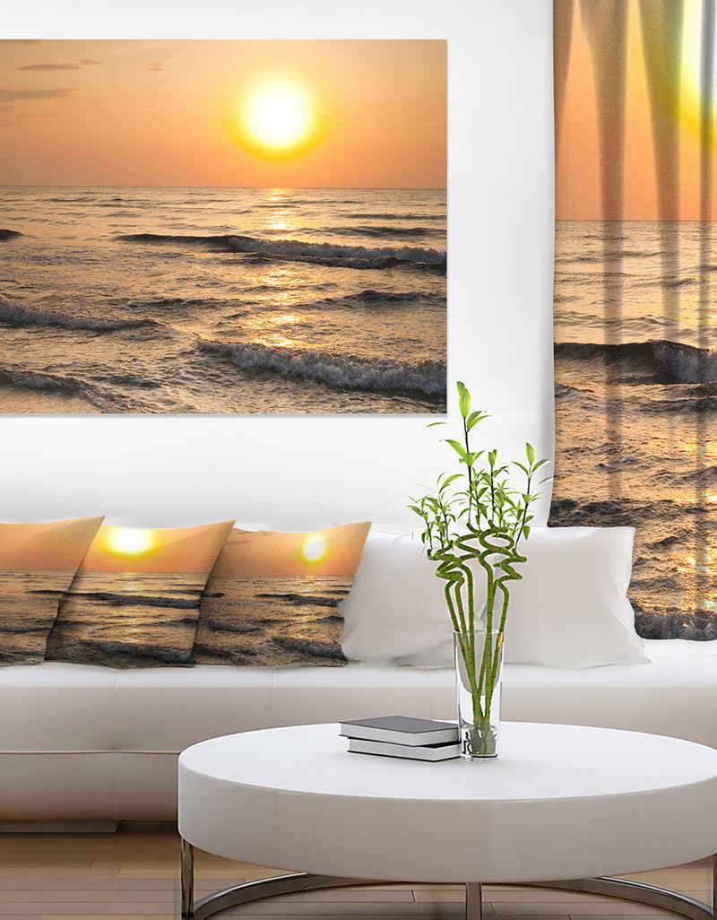 designq Typical Sunrise with Tranquil Waves - Seashore Canvas Wall Art