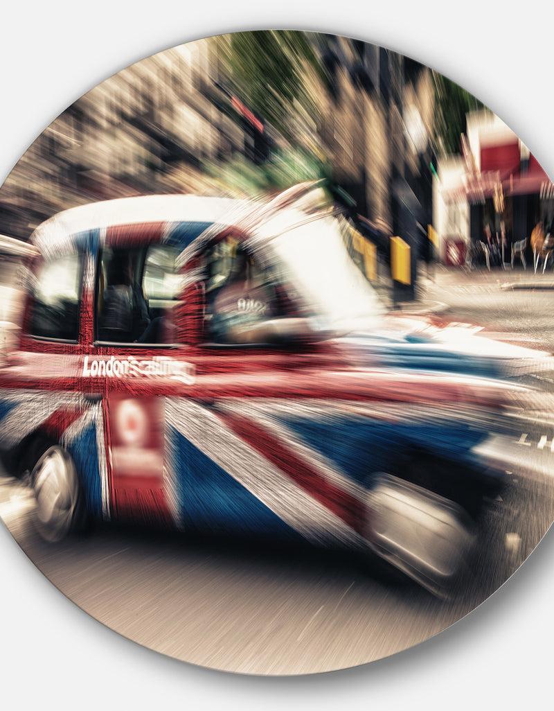 Designq UK Cab In London - Cityscape Photography Round Wall Art