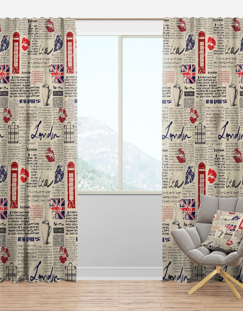 designq Uk London Vintage Kiss Print - Modern & Contemporary Curtain Panels