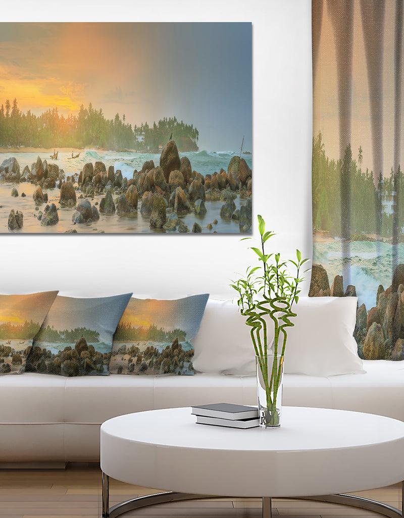 designq Untouched Tropical Beach Panorama - Extra Large Landscape Canvas Art Print