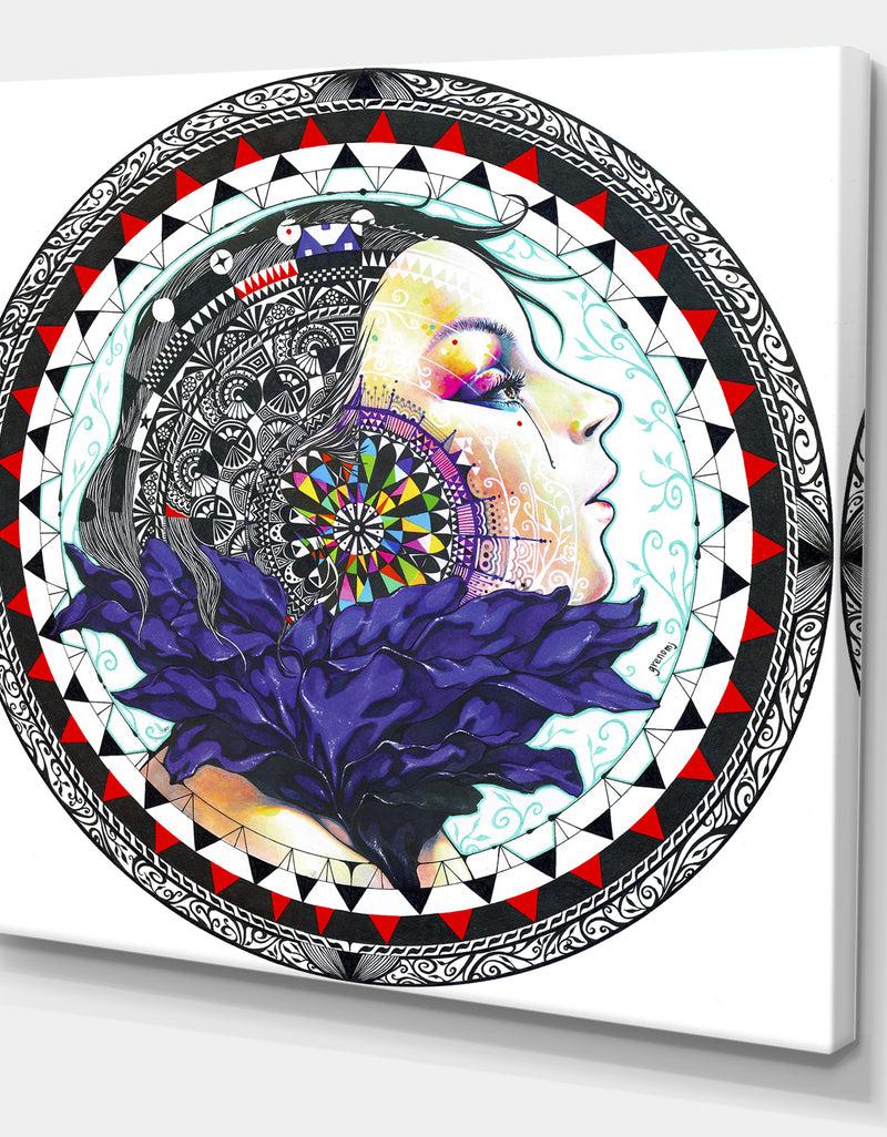 Designq Urban Girl Mandala - Modern & Contemporary Canvas Art Print