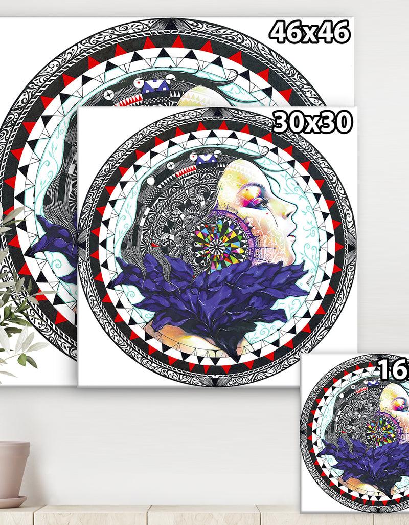 Designq Urban Girl Mandala - Modern & Contemporary Canvas Art Print