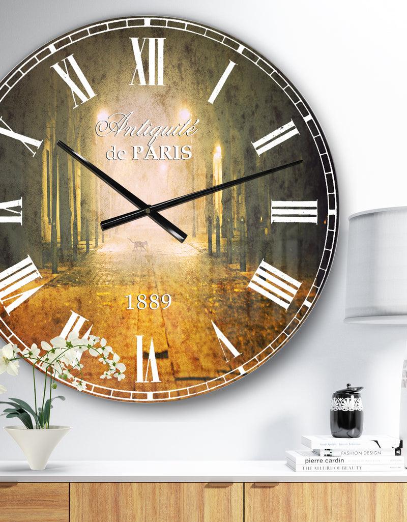 designq Urban Street at Night - Landscape Photo Oversized Wall CLock