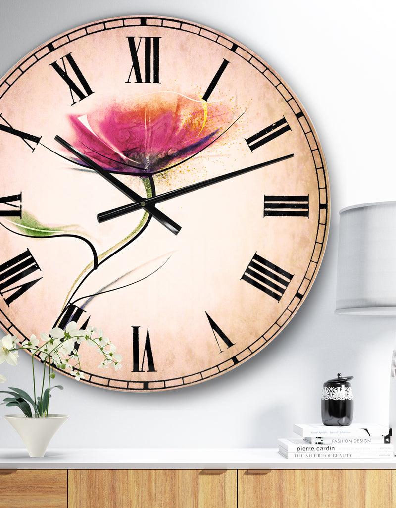 designq Vector Watercolor Floral Design - Floral Large Wall CLock
