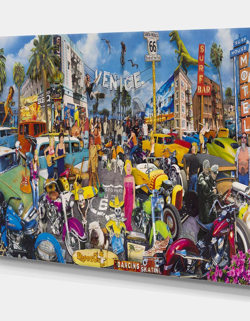 Designq Venice Beach Roadside Collage - Modern & Contemporary Gallery-wrapped Canvas