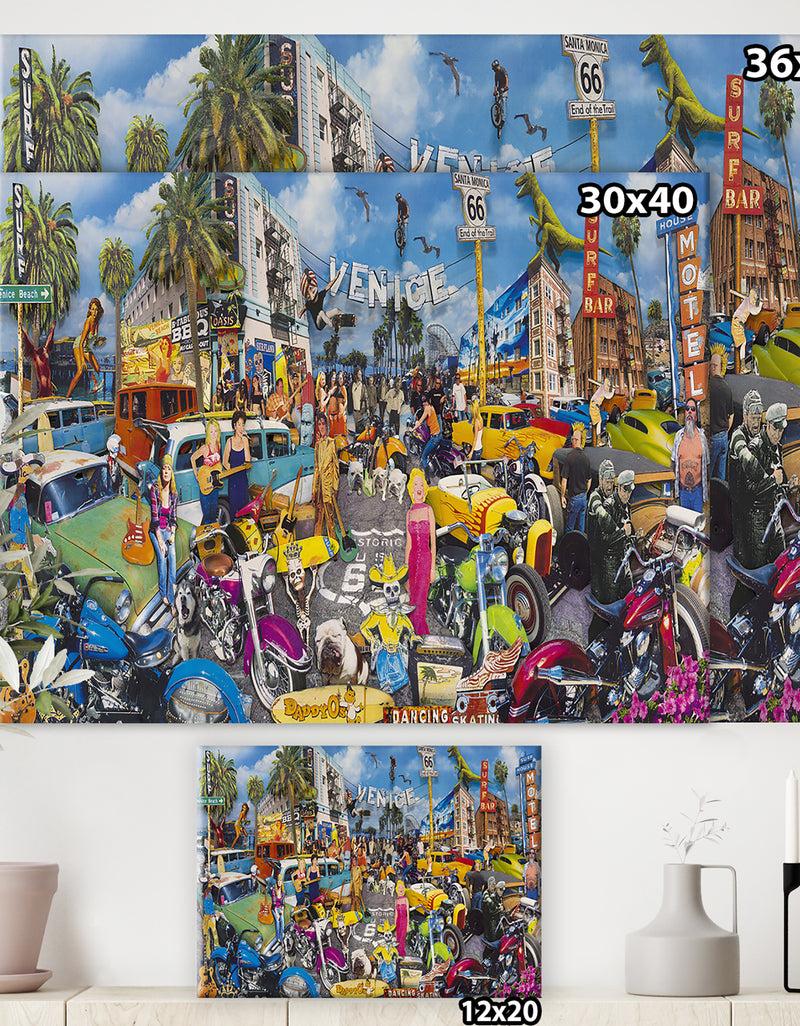 Designq Venice Beach Roadside Collage - Modern & Contemporary Gallery-wrapped Canvas