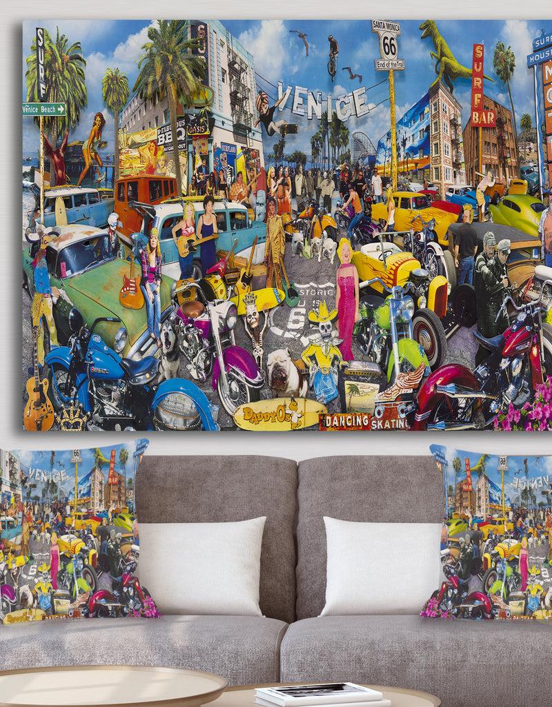 designq Venice Beach Roadside Collage - Modern & Contemporary Gallery-wrapped Canvas