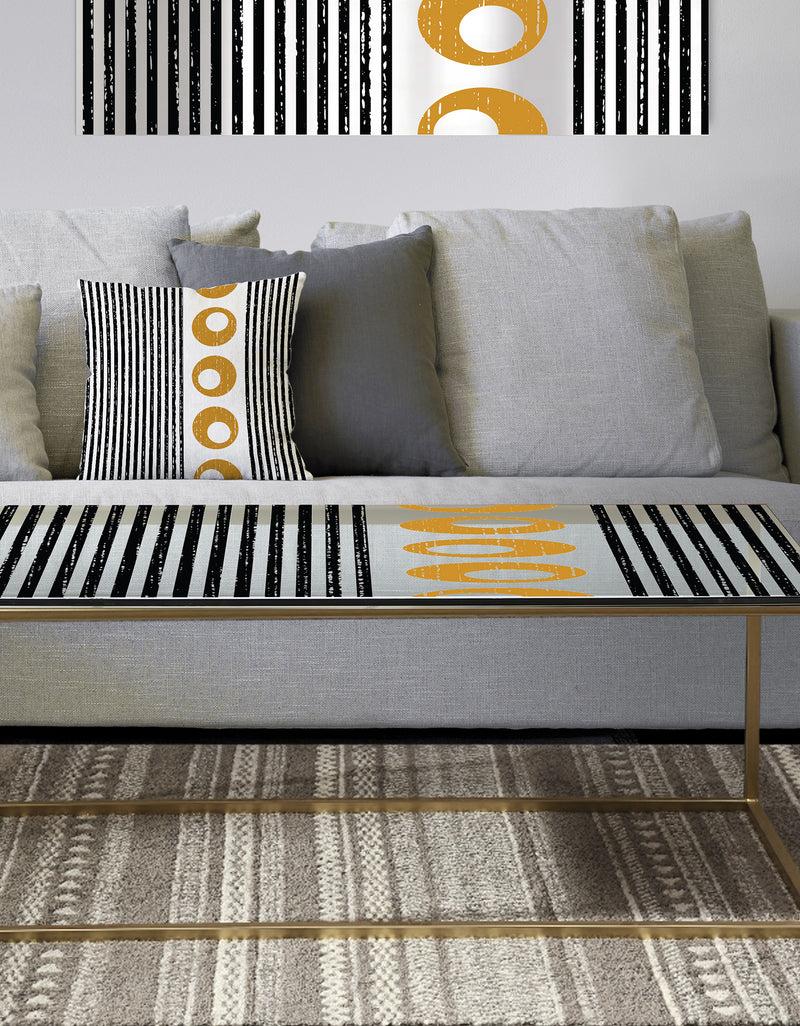 designq Vertical Retro Geometrical Pattern I - Metal Glam Coffee Table