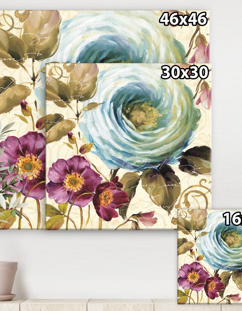 Designq Victorias Cream Flower - Traditional Canvas Artwork
