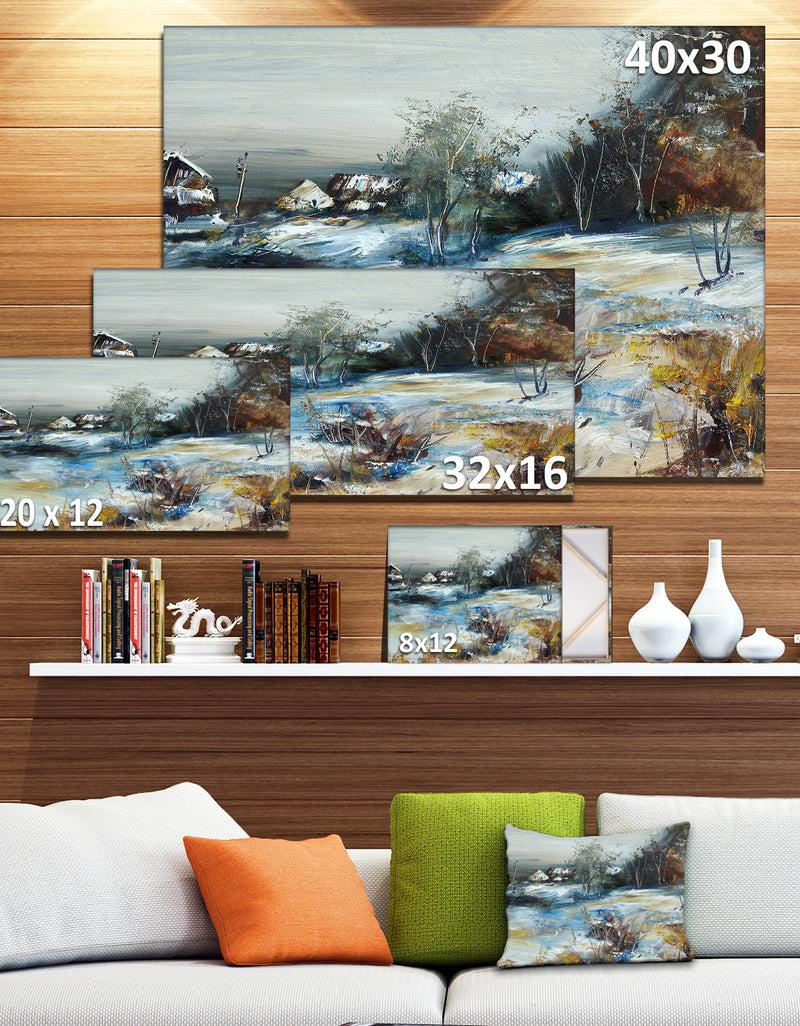 Designq Village In Winter - Landscape Canvas Art Print