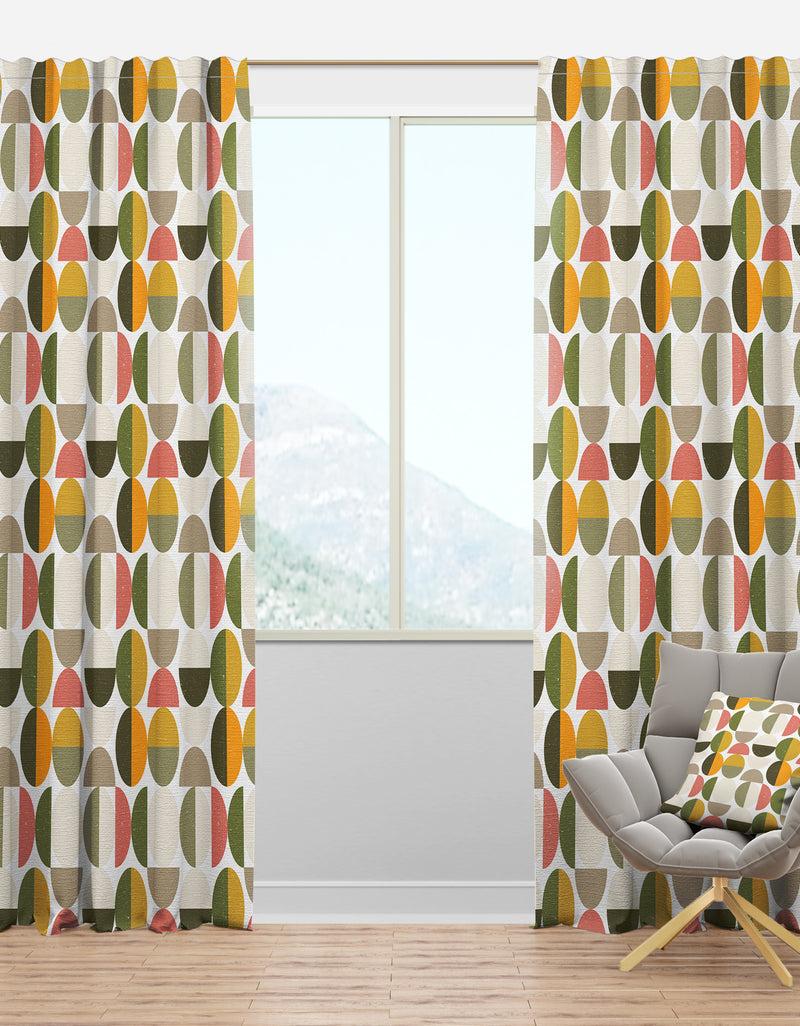 designq Vintage Circular Design I - Mid-Century Modern Curtain Panels