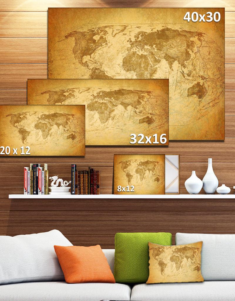 Designq Vintage Classic Map - Contemporary Canvas Art Print