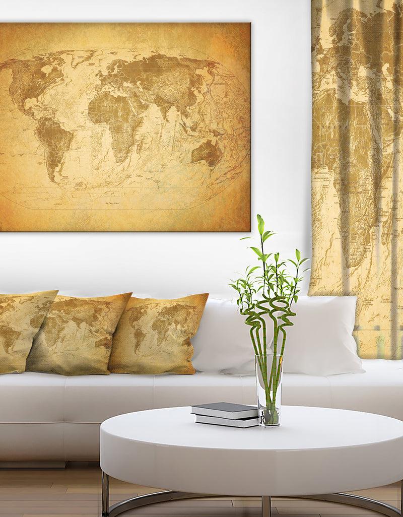 designq Vintage Classic Map - Contemporary Canvas Art Print