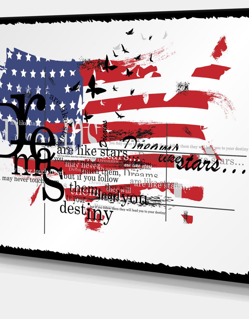 Designq Vintage Fashion USA Flag - Map Canvas Art Print