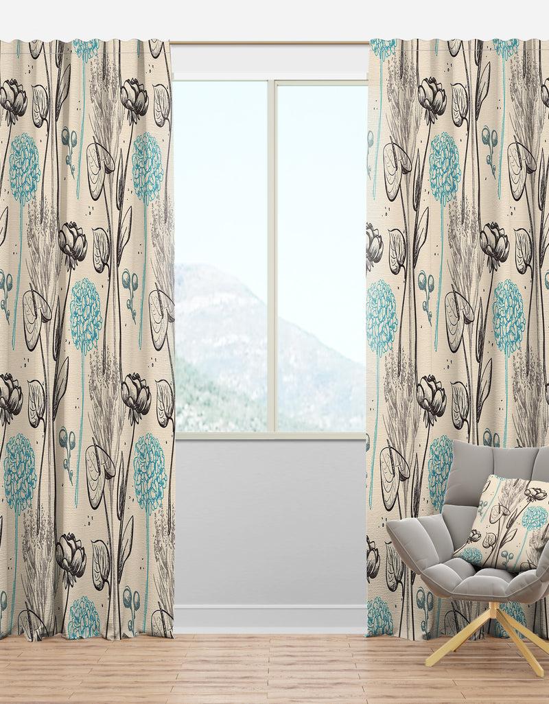 designq Vintage Flower Pattern - Bohemian & Eclectic Curtain Panels
