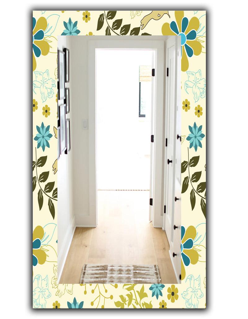 Designq Vintage Flowers 7 - Traditional Mirror - Frameless Vanity Mirror