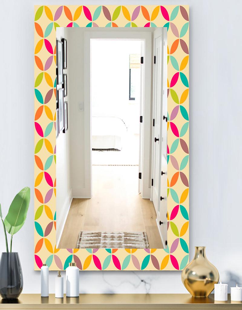 designq Vintage Neutral Pattern - Modern Mirror - Frameless Wall Mirror