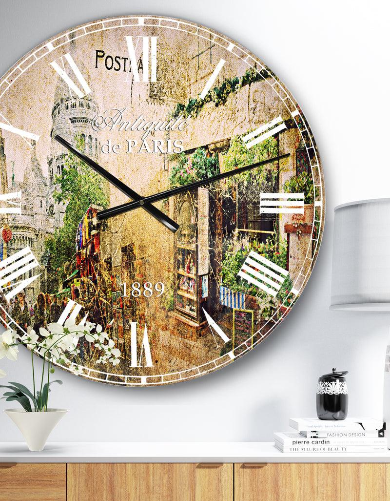 designq Vintage Parisian Cards - Contemporary Large Wall CLock