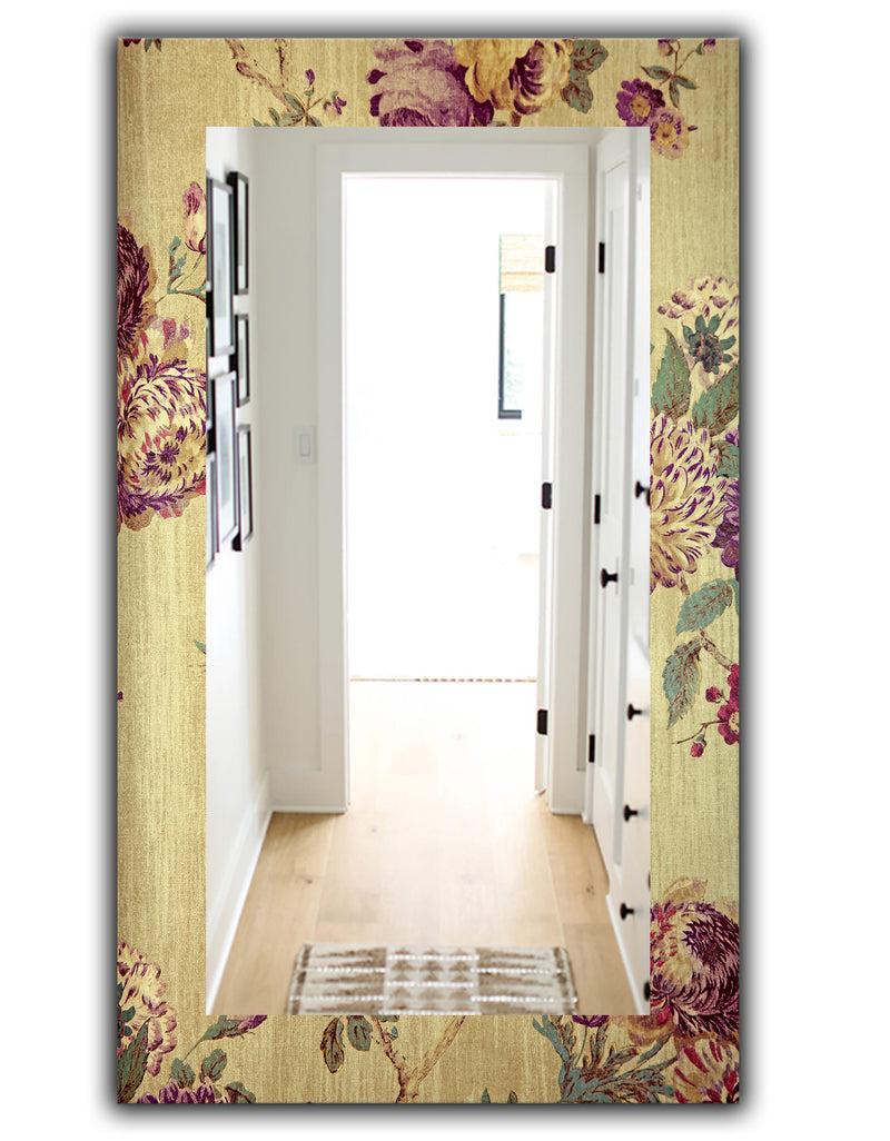 Designq Vintage Purple Flowers - Bohemian And Eclectic Mirror - Vanity Mirror