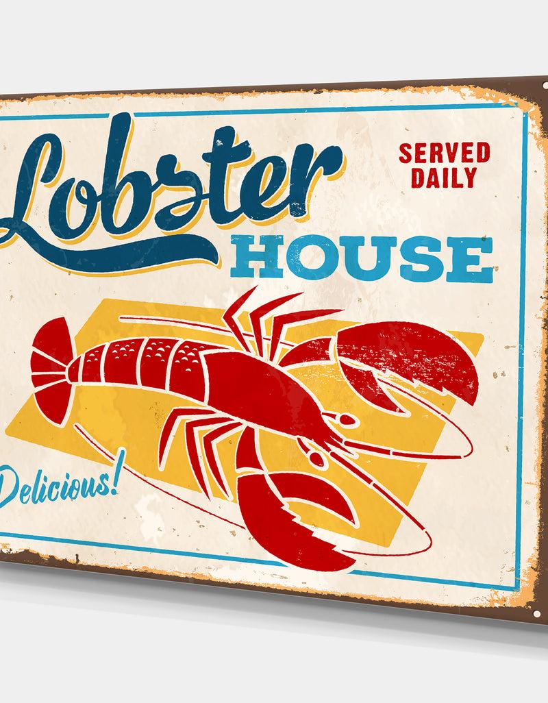 Designq Vintage Sign - Lobster House - Cottage Canvas Wall Art